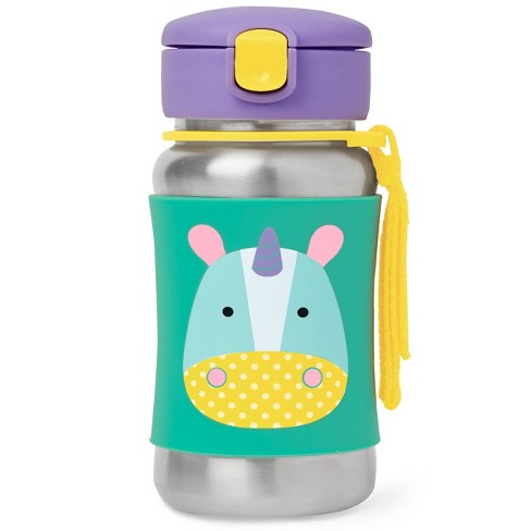 Skip Hop Zoo Stainless Steel Straw Bottle - Unicorn - 12oz