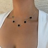 Adornia 14k Yellow Gold Plated Black Clover Station Necklace - 2 of 4