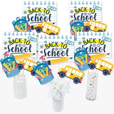 Big Dot of Happiness Back to School - First Day of School Classroom Decorations and Centerpiece Sticks - Table Toppers - Set of 15