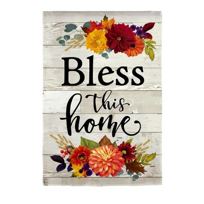 Fall Bless This Home House Burlap Flag