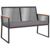 vidaXL 4 Piece Patio Lounge Set - Black Steel and Plywood, Comfortable Garden Chair with Thick Cotton Cushions, Modern Design, Rectangular Table - 4 of 4