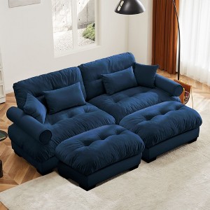 NicBex Couches for Living Room Oversized 2-Seater Sofa Couch Comfort Velvet Upholstered Sofa With Pillows and Bolstered Armrests for Bedroom - 1 of 4