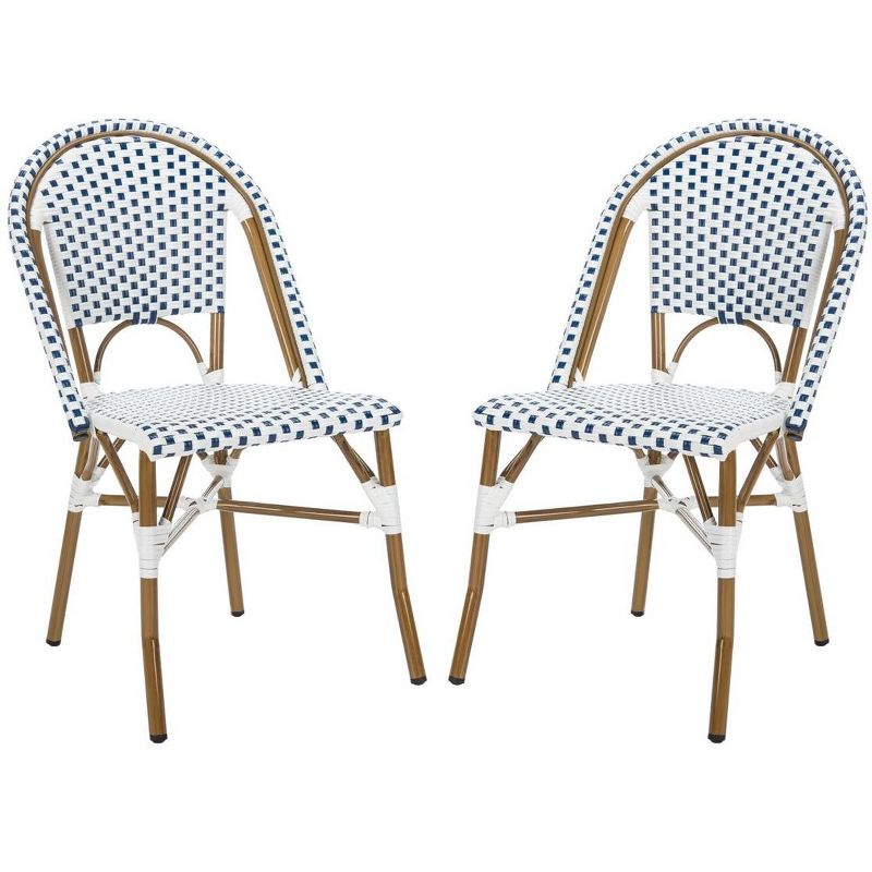 Salcha Indoor Outdoor French Bistro Side Chair (Set Of 2) - Blue/White - Safavieh., 2 of 10