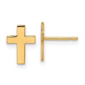 Black Bow Jewelry 9mm Polished Cross Post Earrings in 14k Yellow Gold - 1 of 4