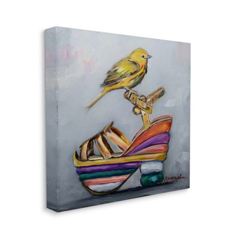 Stupell Industries Abstract Multi-Color Shoe with Yellow Warbler - image 1 of 3