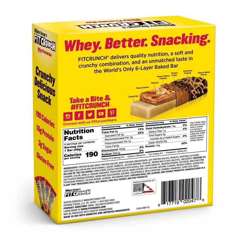 FITCRUNCH Chocolate Peanut Butter Baked Snack Bar- 16g of Protein, 6 of 12