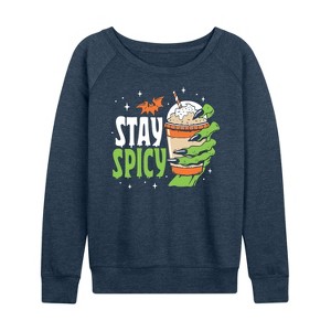 Women's - Instant Message - Fall Lightweight French Terry Wide Neck Long Sleeve Graphic Shirt - 1 of 4
