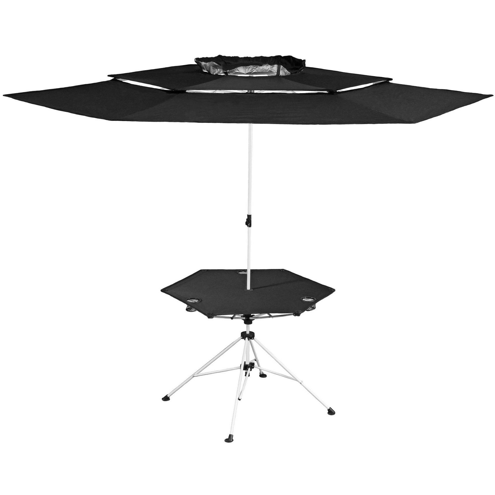 Zenithen Limited Black Roof Outdoor Folding Transportable Canopy Table With Cup Holders, Black