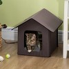 Heated Cat House for Outdoor and Indoor Use Waterproof Insulated Shelter with Heated Pad Fleece Cover and Two Doors - LAOTIES - 2 of 4