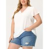 Agnes Orinda Women's Plus Size Swiss Dot V-Neck Tops with Flutter Sleeves - 2 of 4