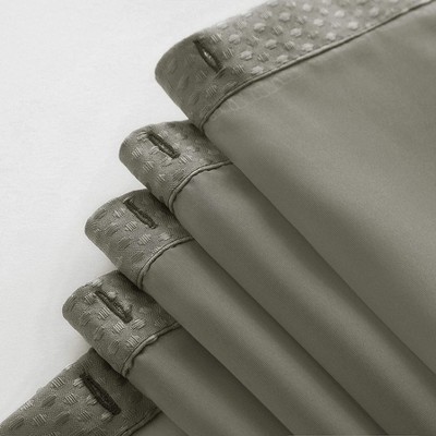 Gray Waffle Weave Fabric Shower Curtain with Detachable Liner