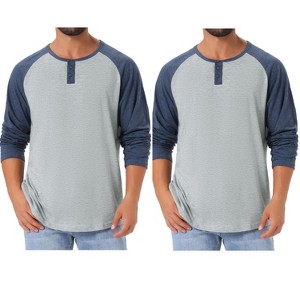 INSPIRE CHIC Men's Raglan Long Sleeve Tee Shirts Casual Henley T-Shirts 2 Packs - 1 of 4