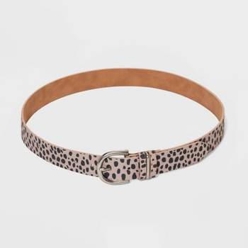 Women's Leopard Spot Oval Center Bar Belt - Universal Thread™ Beige L
