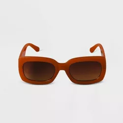 Women's Plastic Rectangle Sunglasses Amber - A New Day™