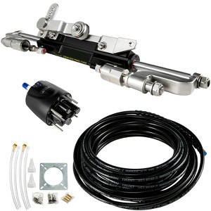 VEVOR Hydraulic Steering Kit, 300HP Hydraulic Steering Compact Cylinder, Hydraulic Outboard Steering Kit with Helm Pump , Silver & Black - 1 of 4