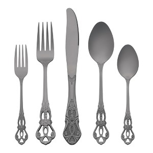 REGALWOVEN Stainless Steel Floral Modern Flatware Cutlery Set Silverware Set 20 Piece - 1 of 4
