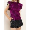 Women's Vanity Metallic Rib Ruffle Top - BiBi - 2 of 4