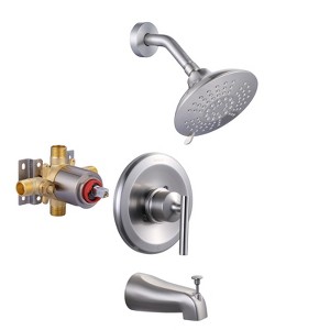 WOWOW Single-Handle 5-Spary Settings Round Shower Faucet with Tub Spout (Valve Included) - 1 of 4