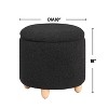Kumasinova 18"D Round Storage Ottoman,Soft Faux Sheepskin Fabric Accent Stool with Wooden Legs for Footrest and Storage,Home Decor - 3 of 4
