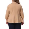 Agnes Orinda Women's Plus Size Lapel 3/4 Sleeve Open Front Solid Business Peplum Blazers - 4 of 4