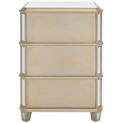 Transitional 3-Drawer Mirrored Nightstand in Transparent Finish