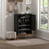 TiramisuBest Double Door Shoe Cabinet, Adjustable Compartments & Moisture-Proof Design, Space-Saving Entryway Organizer, White - 4 of 4