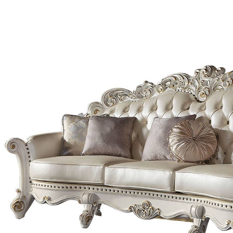 113&#34; Vendome Sofa Champagne Synthetic Leather and Antique Pearl Finish - Acme Furniture, 2 of 9