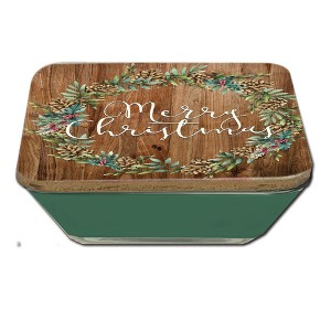 Courtside Market Cotton and Greens Wreath 6.5x6.5 Artboard Lid & 20oz Candle Set - 1 of 4