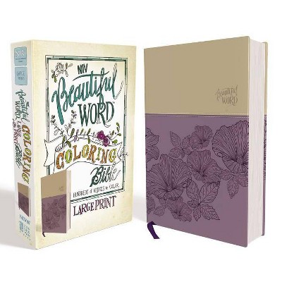 NIV, Beautiful Word Coloring Bible, Large Print, Imitation Leather, Purple/Tan - by  Zondervan (Leather Bound)