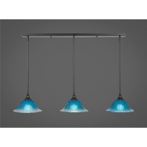 Toltec Lighting Any 3 - Light Chandelier in  Dark Granite with 10" Teal Crystal Shade - 1 of 1