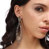 SOHI Women's Antique Silver Intricate Oval Rose Drop Earrings - 4 of 4