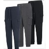 Mens 3 Pack Cargo Jogger Fleece Sweats Regular Fit Drawstring Weekend Casual FLeece - 2 of 4