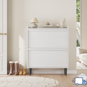 Jojoka Wooden Shoe Cabinet with Adjustable Shelves, Hidden Flip Storage for Entryway, Hallway, or Living Room - 1 of 4