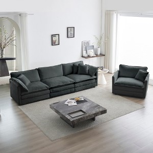 2-Piece Polyester Sofa, Living Room Sectional Sofa Set Modern Sofa Couches Set , Deep Seat Sofa for Living Room Apartment, 1+3 Seat Gray Polyester - 1 of 1