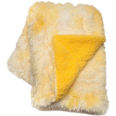 Yellow Faux Fur Sherpa Reversible Toddler Blanket
