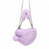 Willow & Ruby Girls Lilac Plush Fuzzy Heart Bag - Adorable Soft Faux Fur Shoulder Bag with Chain Strap and Pom-Poms, Perfect for Kids & Tweens, Purple - 4 of 4