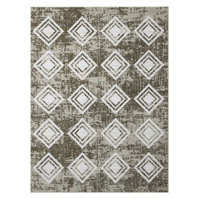 Washable Modern Geometric Grid Rug Non Slip Low Pile Rug Soft Contemporary Throw Floor Cover Foldable Indoor Carpet for Living Room Bedroom