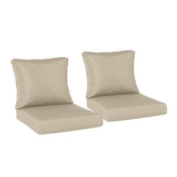AOODOR Outdoor Chair Cushions Set of 2, 24"x24",  Outdoor Deep Seat Cushions with Handle & Adjustable Straps