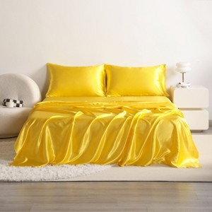 3/4 Pieces Satin Bed Sheet Set, Silky Cooling Soft Sheet Set - NTBAY - 1 of 4