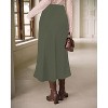 Cheetah Print Satin Midi Skirt - Women's High Waist A-Line Skirt with Elastic Waistband Army Green - 3 of 4