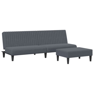 vidaXL 2-Piece Sofa Set Dark Gray Velvet - Modern Convertible Sofa Bed with Footstool, Soft Upholstery, Ample Seating/Sleeping Space, Sturdy Legs