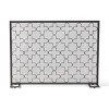 VYNXARIA Modern Single Panel Iron Fireplace Screen, Black Brushed Silver - 3 of 4