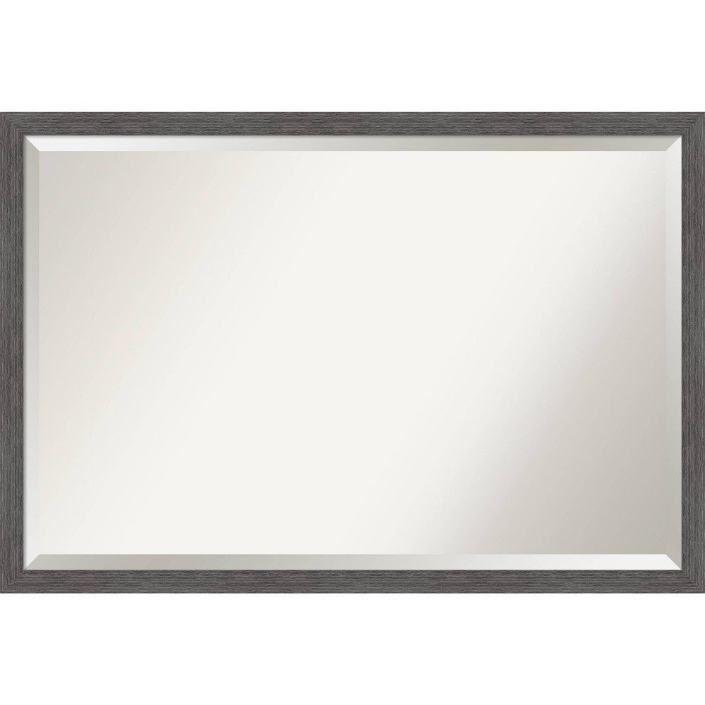 Photos - Wall Mirror 38" x 26" Pinstripe Thin Framed Bathroom Vanity  Gray - Amanti