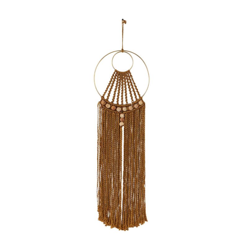 38&#34; x 10&#34; Fabric Macrame Intricately Weaved Wall Decor with Beaded Fringe Tassels Brown - Olivia &#38; May, 4 of 6