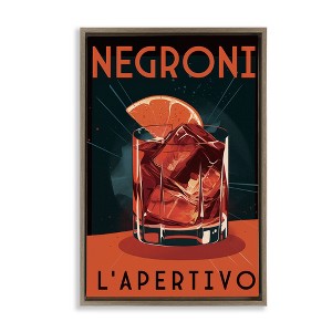Stupell Industries Vintage Midcentury Negroni Drink Black Framed Floater Canvas Wall Art - 1 of 4