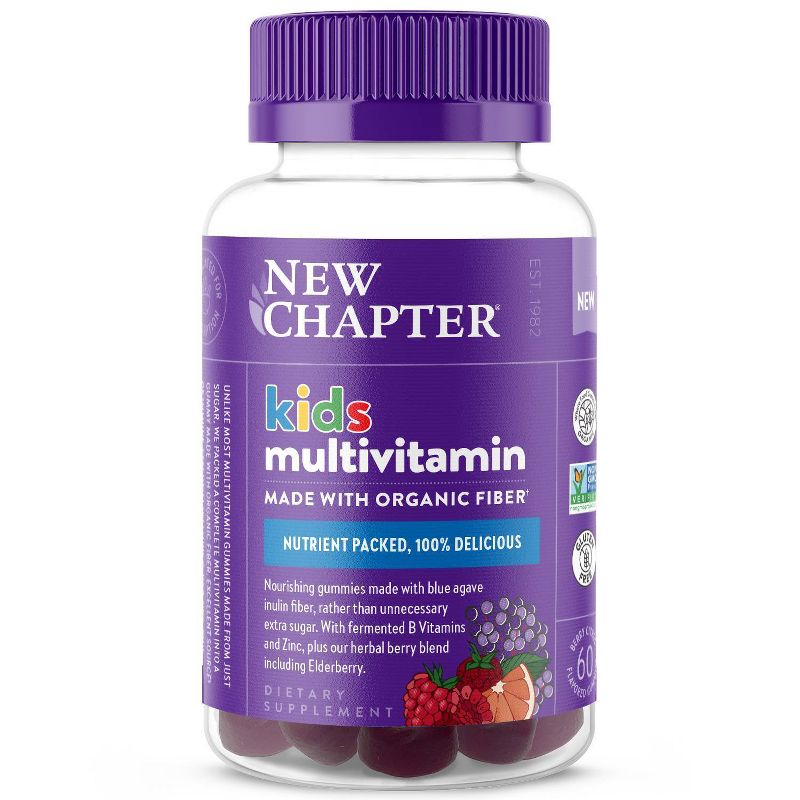 New Chapter Kids&#39; Non-GMO and Gluten Free Multivitamin Gummies - Berry Citrus - 60ct, 1 of 13