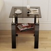 KTMBDW Modern Glass End Table Set of 2, 2-Tier Tempered Glass Top Corner Table for Living Room, Side Table with Metal Legs - 3 of 4