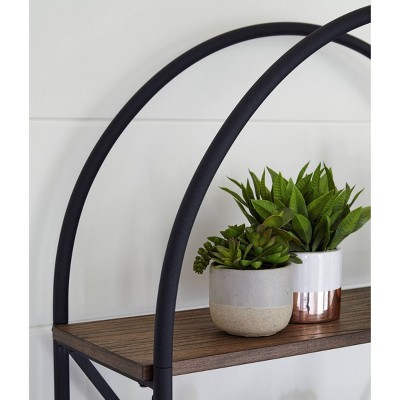 Galtbury Transitional 36'' Black/Brown Metal & Wood Bookcase