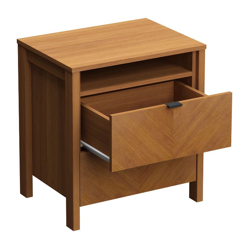 Galano Weiss 2-Drawer Amber Walnut Nightstand (22.7 in. H x 20.9 in. W x 15.7 in. D), 4 of 10