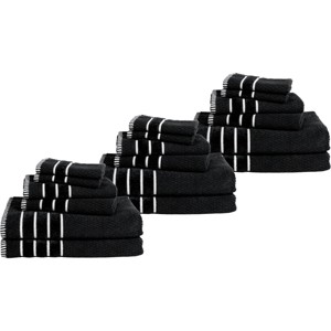 Lavish Home 18-Piece Cotton Towel Set, Black - 1 of 4